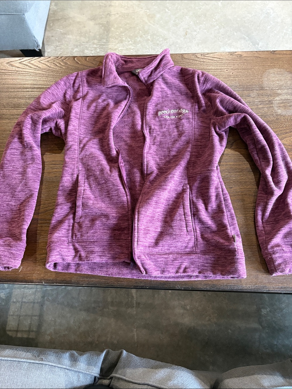 breckenridge Heathered Plum Zip-Up Jacket